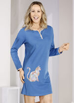Set van twee nachthemden met knoopsluiting en geplaatste print 