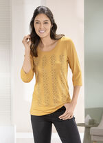 Shirt met contrasterende decoratieve platen in 2 kleuren MAÏS GEEL